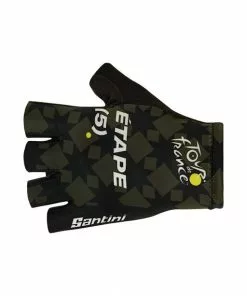 Santini Arenberg Kurzfinger-Handschuhe Schwarz/oliv